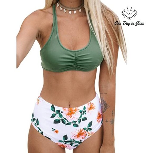 Cupshe Other - High Waist Floral Lace Up Bikini